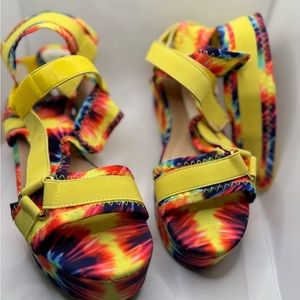 Tie Die Multi Color Stack Sandals